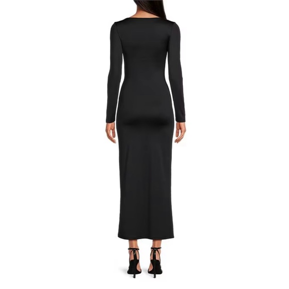 🍁🥳♥️ Gianni Bini Column Icon Knit Scoop Neck Long Sleeve Bodycon Midi Dress - Picture 2 of 11